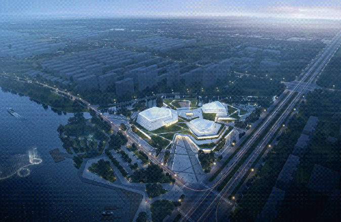 临沭市民中心主体结顶：一座“生长”在河畔的文化公园，正揭开面纱